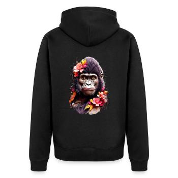 Gorilla V1 24 23 - Unisex Premium Organic Zip Hoodie - black - Back - Nico (187cm)