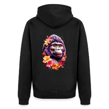 Gorilla V1 24 19 - Unisex Premium Organic Zip Hoodie - black - Back - Nico (187cm)