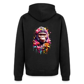 Gorilla V1 24 14 - Unisex Premium Organic Zip Hoodie - black - Back - Nico (187cm)