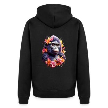 Gorilla V1 24 20 - Unisex Premium Organic Zip Hoodie - black - Back - Nico (187cm)