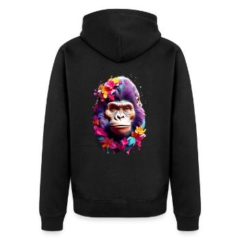 Gorilla V1 24 24 - Unisex Premium Organic Zip Hoodie - black - Back - Nico (187cm)