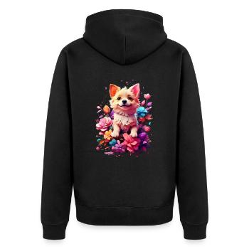 Chien Chien V1 24 01 - Veste à capuche bio Premium Unisexe - noir - Dos - Nico (187cm)