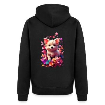 Chien Chien V1 24 04 - Veste à capuche bio Premium Unisexe - noir - Dos - Nico (187cm)