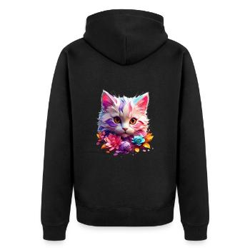 Chat Chat V1 24 10 - Veste à capuche bio Premium Unisexe - noir - Dos - Nico (187cm)