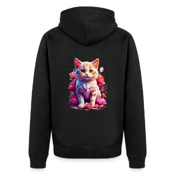 Chat Chat V1 24 11 - Veste à capuche bio Premium Unisexe - noir - Dos - Nico (187cm)