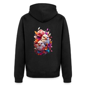 Vogel Bird V1 24 12 - Unisex Premium Organic Zip Hoodie - black - Back - Nico (187cm)