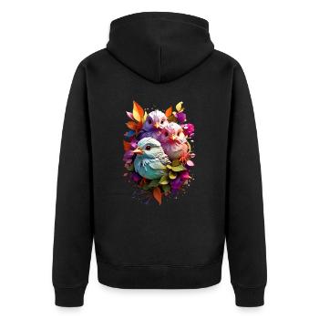 Vogel Bird V1 24 13 - Unisex Premium Organic Zip Hoodie - black - Back - Nico (187cm)