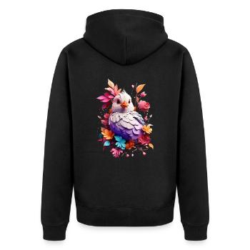 Vogel Bird V1 24 01 - Unisex Premium Organic Zip Hoodie - black - Back - Nico (187cm)