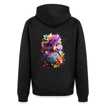 Vogel Bird V1 24 05 - Unisex Premium Bio Zip Hoodie - Schwarz - Hinten - Nico (187cm)