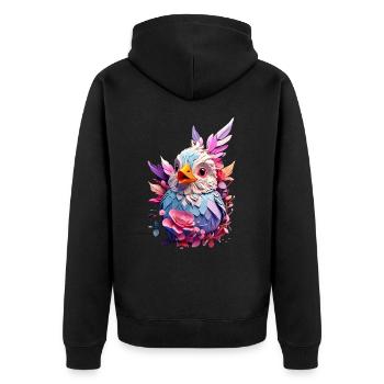 Vogel Bird V1 24 20 - Unisex Premium Organic Zip Hoodie - black - Back - Nico (187cm)