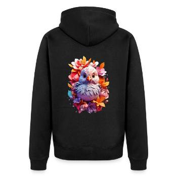 Vogel Bird V1 24 21 - Unisex Premium Organic Zip Hoodie - black - Back - Nico (187cm)