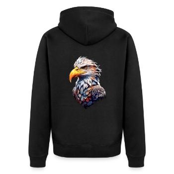 Adler Eagle V24 08 - Unisex Premium Bio Zip Hoodie - Schwarz - Hinten - Nico (187cm)