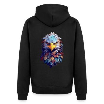 Adler Eagle V24 01 - Unisex Premium Organic Zip Hoodie - black - Back - Nico (187cm)