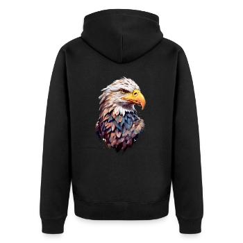 Adler Eagle V24 02 - Unisex Premium Organic Zip Hoodie - black - Back - Nico (187cm)