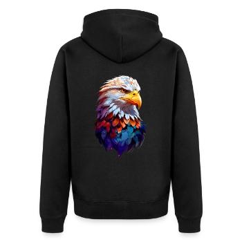 Adler Eagle V24 09 - Unisex Premium Organic Zip Hoodie - black - Back - Nico (187cm)