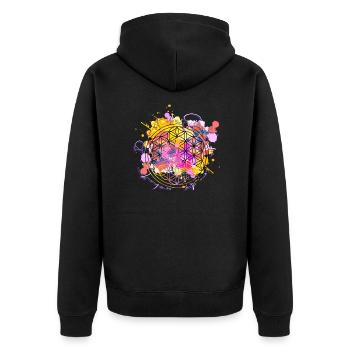 Fleur de vie - Veste à capuche bio Premium Unisexe - noir - Dos - Nico (187cm)