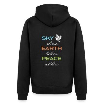 peace within - Unisex Premium Bio Zip Hoodie - Schwarz - Hinten - Nico (187cm)