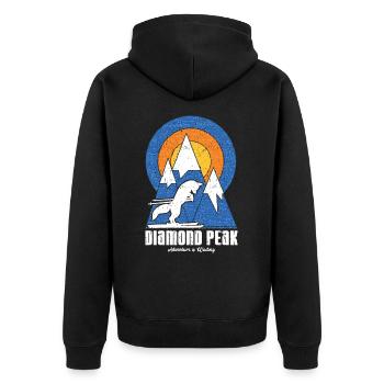 Retro Diamond Peak Ski White Fox - Unisex Premium Organic Zip Hoodie - black - Back - Nico (187cm)