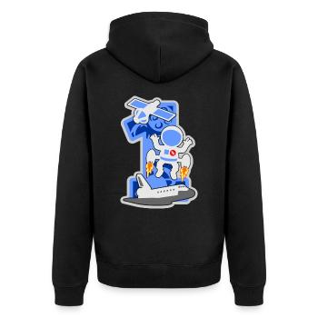 Astronaut 1. Geburtstag Party Nummer 1 - 1 Jahre - Unisex Premium Bio Zip Hoodie - Schwarz - Hinten - Nico (187cm)