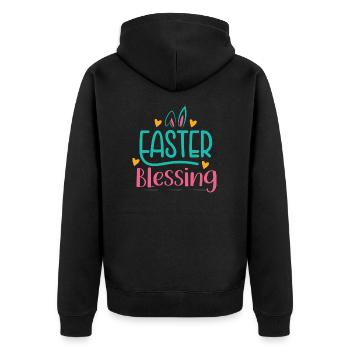 Frohe Ostern Easter Blessing - Unisex Premium Bio Zip Hoodie - Schwarz - Hinten - Nico (187cm)