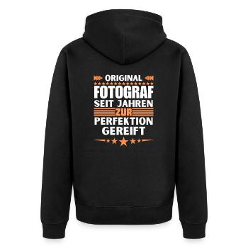 Photographe mûri à la perfection - Veste à capuche bio Premium Unisexe - noir - Dos - Nico (187cm)