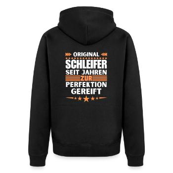Grinders matured to perfection - Unisex Premium Organic Zip Hoodie - black - Back - Nico (187cm)