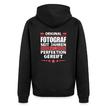 Photographer matured to perfection - Unisex Premium Organic Zip Hoodie - black - Back - Nico (187cm)
