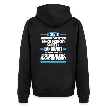 Ni poète ni penseur, mais agriculteur - Veste à capuche bio Premium Unisexe - noir - Dos - Nico (187cm)
