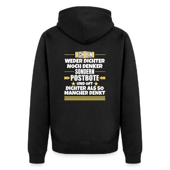 Ni poète ni penseur, mais facteur - Veste à capuche bio Premium Unisexe - noir - Dos - Nico (187cm)