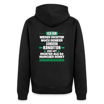 Ni poète ni penseur, mais confiseur - Veste à capuche bio Premium Unisexe - noir - Dos - Nico (187cm)