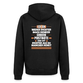 Ni poète ni penseur, mais facteur - Veste à capuche bio Premium Unisexe - noir - Dos - Nico (187cm)