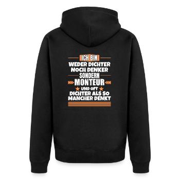 Ni poète ni penseur, mais un ajusteur - Veste à capuche bio Premium Unisexe - noir - Dos - Nico (187cm)