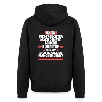 Ni poète ni penseur, mais confiseur - Veste à capuche bio Premium Unisexe - noir - Dos - Nico (187cm)