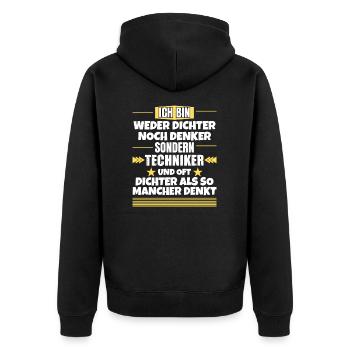 Neither poets nor thinkers, but technicians - Unisex Premium Organic Zip Hoodie - black - Back - Nico (187cm)