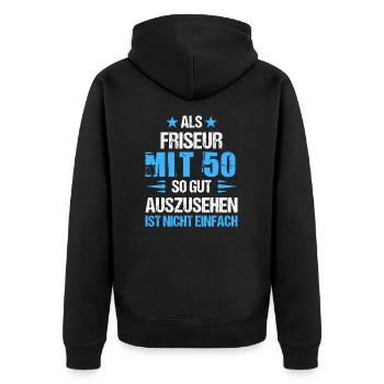 À 50 ans beau coiffeur - Veste à capuche bio Premium Unisexe - noir - Dos - Nico (187cm)