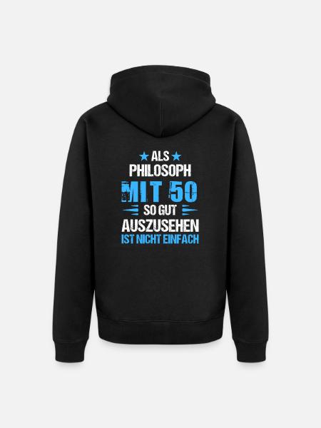 At 50 handsome philosopher - Unisex Premium Organic Zip Hoodie - black