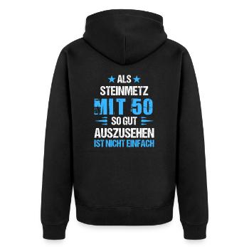 At 50 handsome stonemason - Unisex Premium Organic Zip Hoodie - black - Back - Nico (187cm)