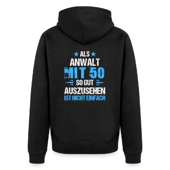 À 50 ans, bel avocat - Veste à capuche bio Premium Unisexe - noir - Dos - Nico (187cm)