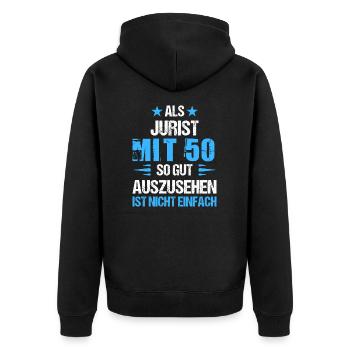 À 50 ans, bel avocat - Veste à capuche bio Premium Unisexe - noir - Dos - Nico (187cm)