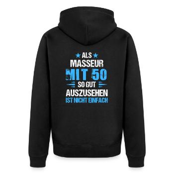 À 50 beaux masseurs - Veste à capuche bio Premium Unisexe - noir - Dos - Nico (187cm)