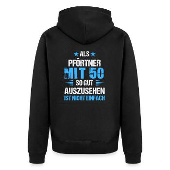 With 50 handsome doorman - Unisex Premium Organic Zip Hoodie - black - Back - Nico (187cm)