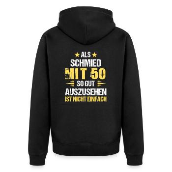 At 50 handsome blacksmith - Unisex Premium Organic Zip Hoodie - black - Back - Nico (187cm)