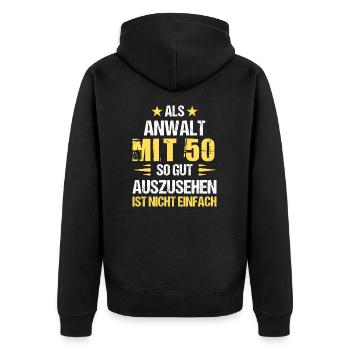 Bel avocat à 50 ans - Veste à capuche bio Premium Unisexe - noir - Dos - Nico (187cm)