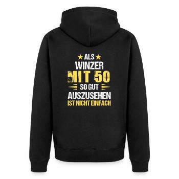 Avec 50 beaux vignerons - Veste à capuche bio Premium Unisexe - noir - Dos - Nico (187cm)