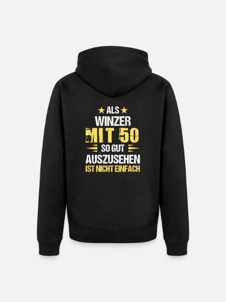 With 50 good-looking winemaker - Unisex Premium Organic Zip Hoodie - black