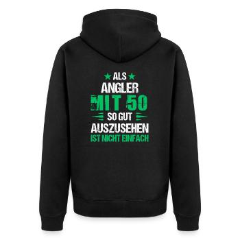 At 50, good-looking angler - Unisex Premium Organic Zip Hoodie - black - Back - Nico (187cm)