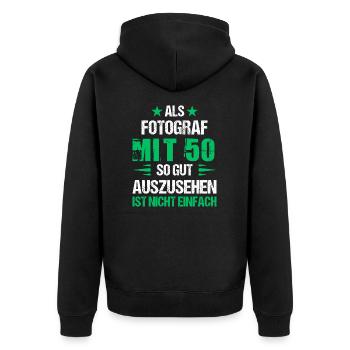 Good looking photographer at 50 - Unisex Premium Organic Zip Hoodie - black - Back - Nico (187cm)