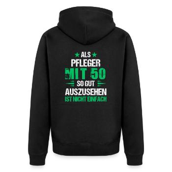 Belle infirmière à 50 ans - Veste à capuche bio Premium Unisexe - noir - Dos - Nico (187cm)