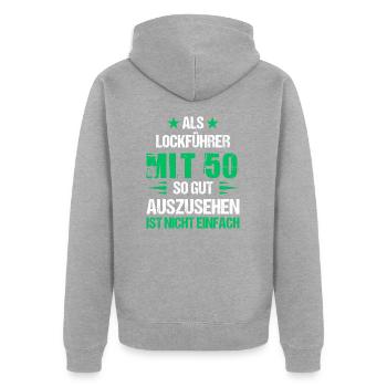 Avec 50 beaux leurres - Veste à capuche bio Premium Unisexe - gris chiné - Dos - Nico (187cm)