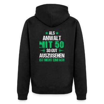 À 50 ans, bel avocat - Veste à capuche bio Premium Unisexe - noir - Dos - Nico (187cm)